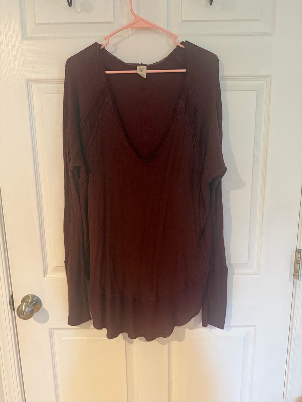 We The Free Long Sleeve V-Neck Tunic - Burgundy